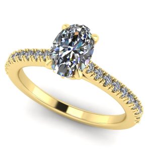 Inel din aur galben cu diamant oval de logodna ES319