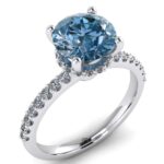 Inel de logodna cu diamant albastru claritate VVS si diamante sec din aur ES267