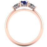 Inel cu diamante secundare incolore si safir central albastru din aur roz ES304