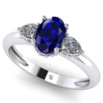 Inel model logodna din aur cu safir albastru si diamante ES304