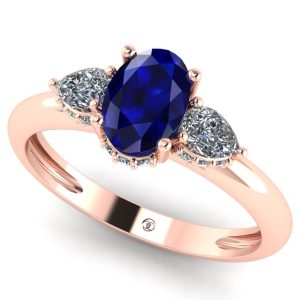 Inel de logodna din aur cu diamante si safir albastru ES304