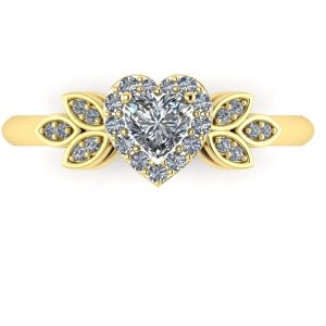Inel din aur cu diamant inima natural certificat GIA de logodna ES245