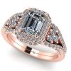 Inel din aur titlu 750 cu diamant emerald F/VVS si diamante de logodna ES347