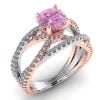 Inel din aur cu diamatnt roz si diamante transparente vs logodna ES204