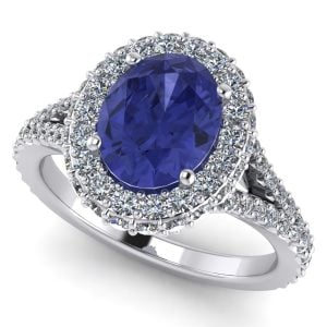 Inel logodna cu tanzanit culoare albastru-violet 4.20 grame aur alb ES339