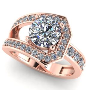 Inel din aur roz cu diamant 1.50 carate E VVS Certificat GIA de logodna ES308