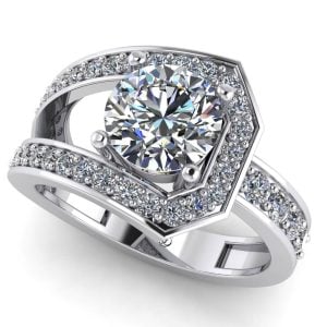 Inel logodna cu diamant 1.50 carate si diamante secundare din aur ES308