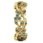 Inel din aur galben 18k cu diamante albastre model vintage ES199