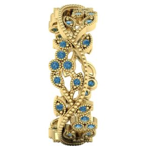 Inel din aur galben 18k cu diamante albastre model vintage ES199