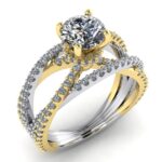 Inel de logodna din aur 14k alb si galben cu diamant 0.90 carate ES204