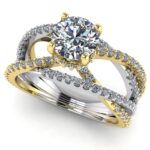 Inel de logodna din aur 18k alb si galben cu diamant natural ES204