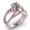 Inel de logodna din aur roz si alb cu diamant natural GIA ES204