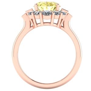 Inel din aur roz cu safir galben oval 10x8 mm si diamante de logodna ES393
