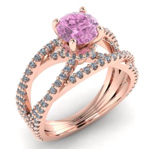 Inel din aur roz 18k cu diamant roz si diamante 1.55 ct ES204