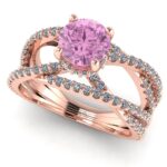 Inel din aur roz cu diamant roz si diamante sec de logodna ES204