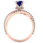Inel din aur roz 18k cu safir si diamante de logodna ES204