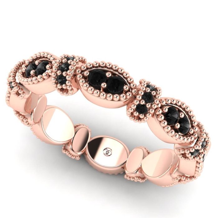 Inel eternity de logodna cu diamante negre din aur 18k ES364