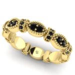 Inel eternity cu diamante negre model vintage din aur galben 18k ES364