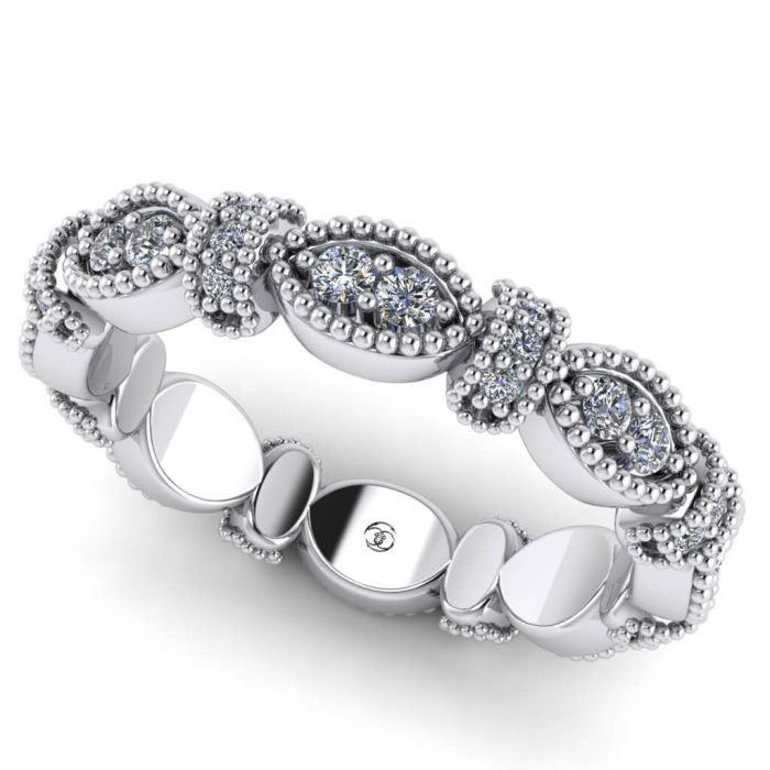 Inel eternity cu diamante din aur alb 18k vintage logodna ES364