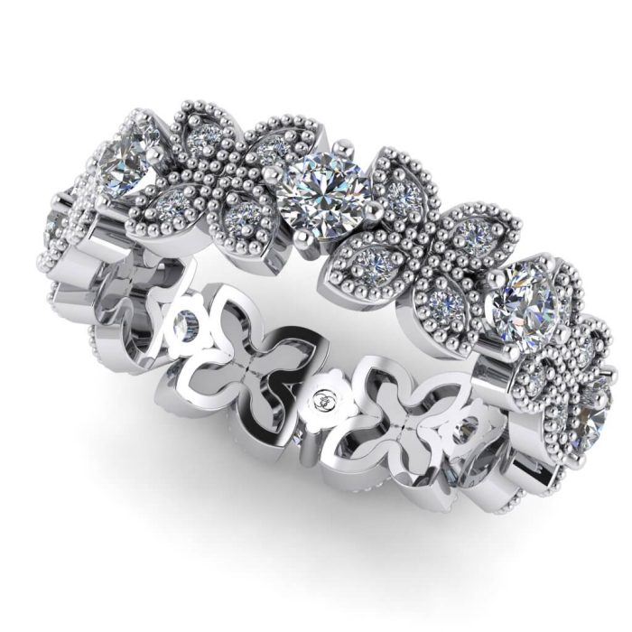Inel eternity cu diamante vintage logodna aur alb ES21