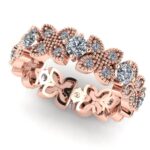 Inel eternity cu diamante model vintage floral aur roz 18k ES21