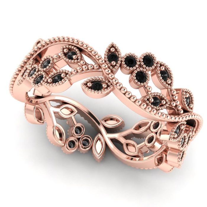 Inel eternity cu diamante negre aur rose ES199