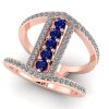 Inel din colectia fashion esan cu safire albastre si diamante din aur ES388