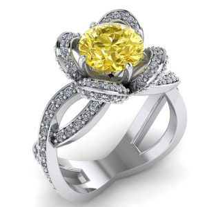 Inel cu diamante din aur alb 14k model logodna ES276