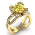 Inel logodna model floral din aur 18k cu diamante ES276