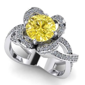 Inel dama cu diamant galben sunny din aur 18k logodna ES276