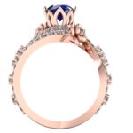 Inel cu design floral din aur roz 18k cu safir si diamante de logodna ES277