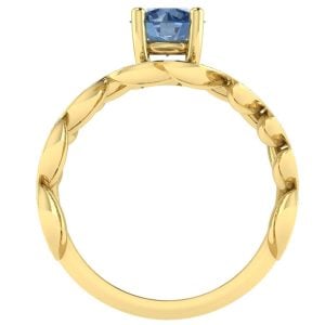Inel floral cu diamant albastru si diamante aur galben ES320