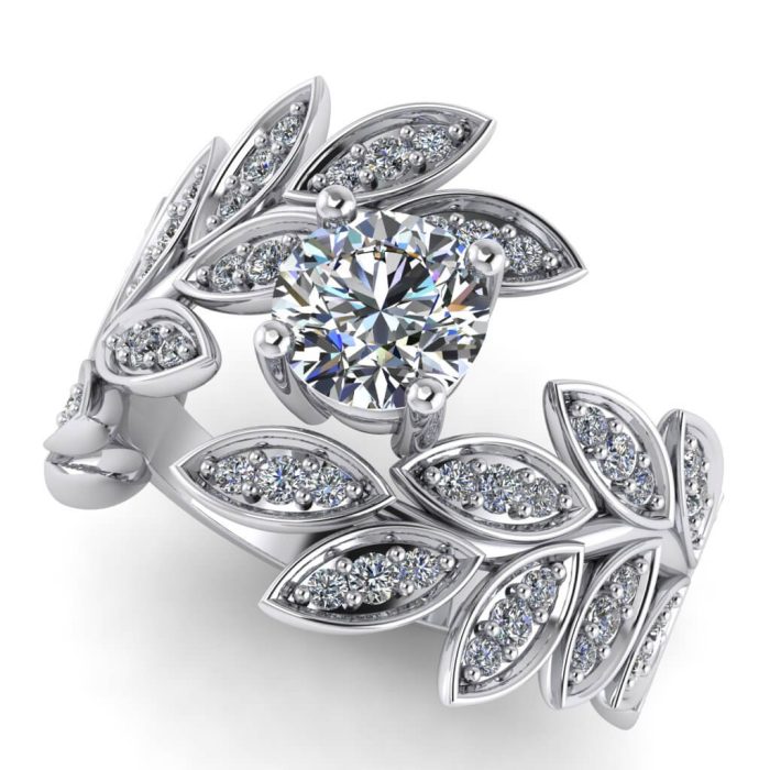 Inel logodna garden cu diamant central certificat GIA din aur alb ES320