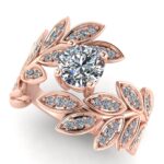 Inel floral cu diamante naturale din aur roz 18karate de logodna ES320