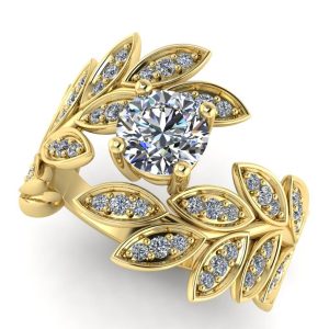 Inel de logodna floral din aur galben cu diamante naturale ES320