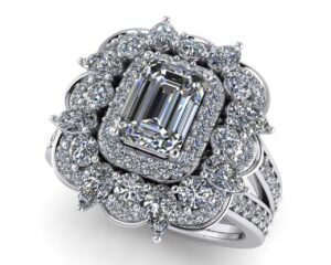 Inel cu diamante din aur alb 14k model dama luxury ES357