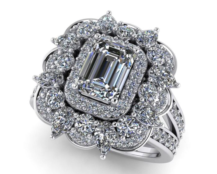 Inel cu diamante din aur alb 14k model dama luxury ES357