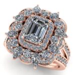 Inel de dama elegant cu diamant emerald 1.20 ct si diamante 2.26 carate aur ES357