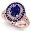 Inel de logodna din aur rose cu safir oval albastrubsi diamante naturale din aur ES281