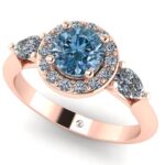 Inel de logodna cu diamant albastru si diamante din aur roz ES282