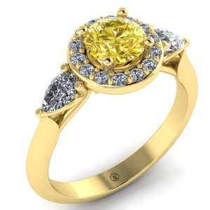 Inel de logodna cu diamant galbe din aur 18k ES282