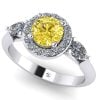 Inel de logodna din aur alb cu diamant galben si diamante incolore ES282