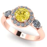 Inel de logodna cu 3 diamante din aur roz 14k ES282