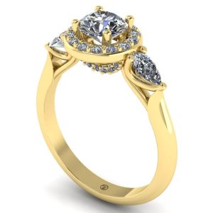 Inel logodna cu 3 diamante din aur galben 18karate ES282