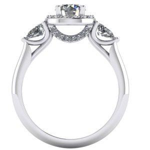 Inel de logodna cu 3 diamante rotund si lacrima din aur ES282