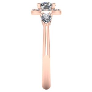 Inel de logodna cu 3 pietre de diamant din aur roz de logodna ES282