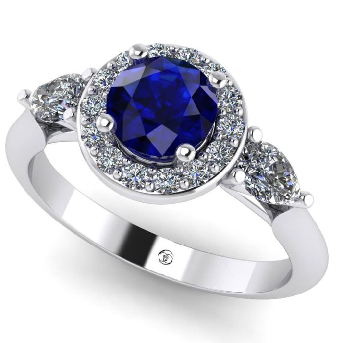 Inel de logodna cu safir aaa si diamante din aur 18k ES282