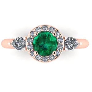 Inel logodna cu smarald calitatea AAA si diamante F/VS din aur ES282