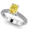 Inel de logodna din aur alb cu diamant oval si diamante ES272