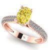 Inel de logodna cu diamant galben oval si diamante pave ES272